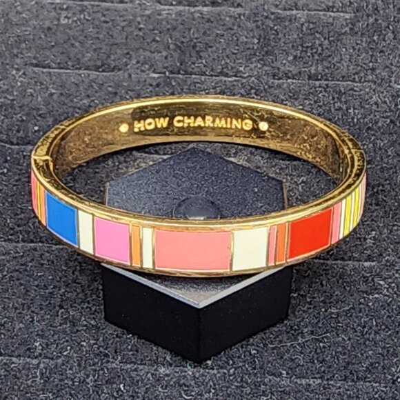 Kate Spade Gold Tone How Charming Enamel Bangle Bracelet - Picture 3 of 6